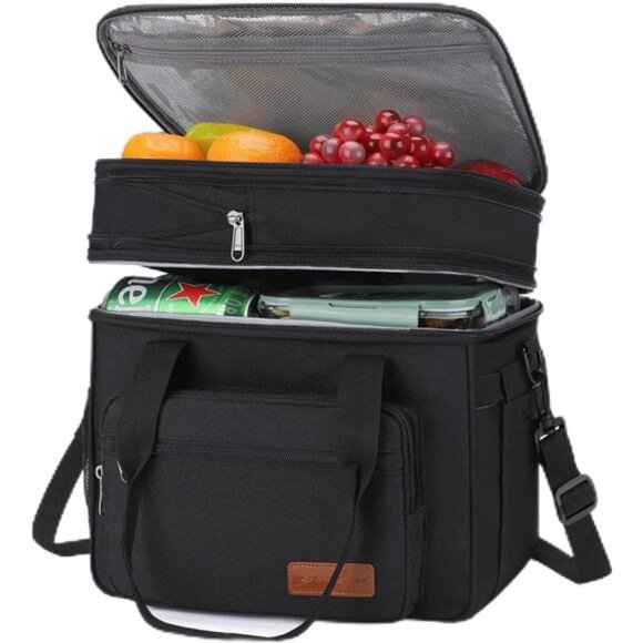 Lunch Box, 23L Insulated Lunch Bag,Expandable Double Deck Cooler Bag,Lightweight - Picture 1 of 7